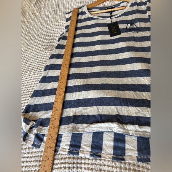 W5 Anthropologie NWT nautical striped stretch shirt sleeve size large - Picture 5 of 9